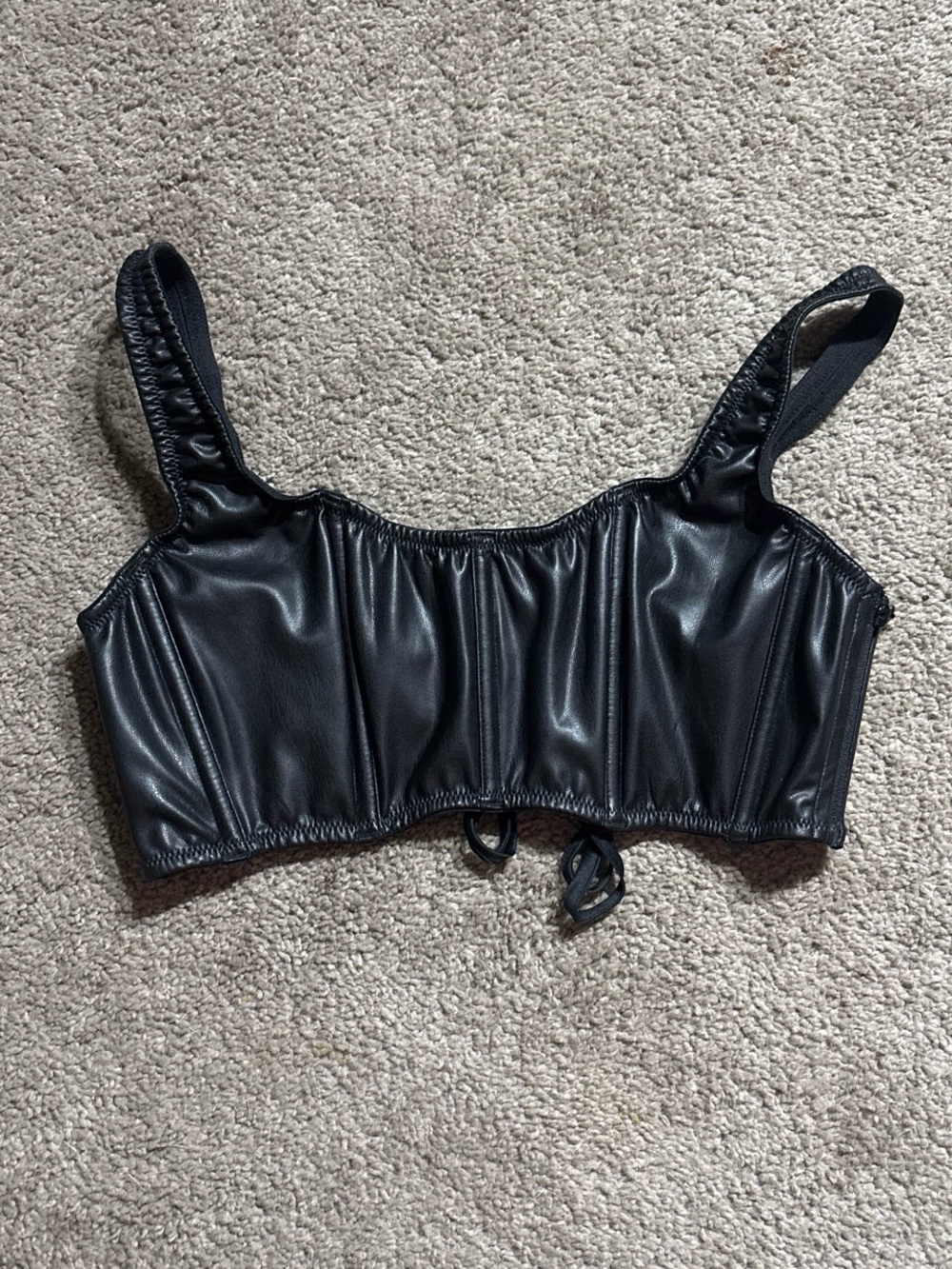 Victoria's Secret Black Faux Leather Crop Top